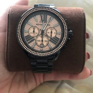 Black and rose gold Michael Kors watch